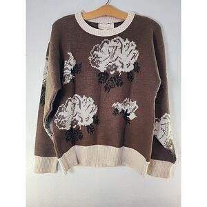 Vintage John Meyer Women's‎ Med Brown White Sweater Wool Granny Core Warm